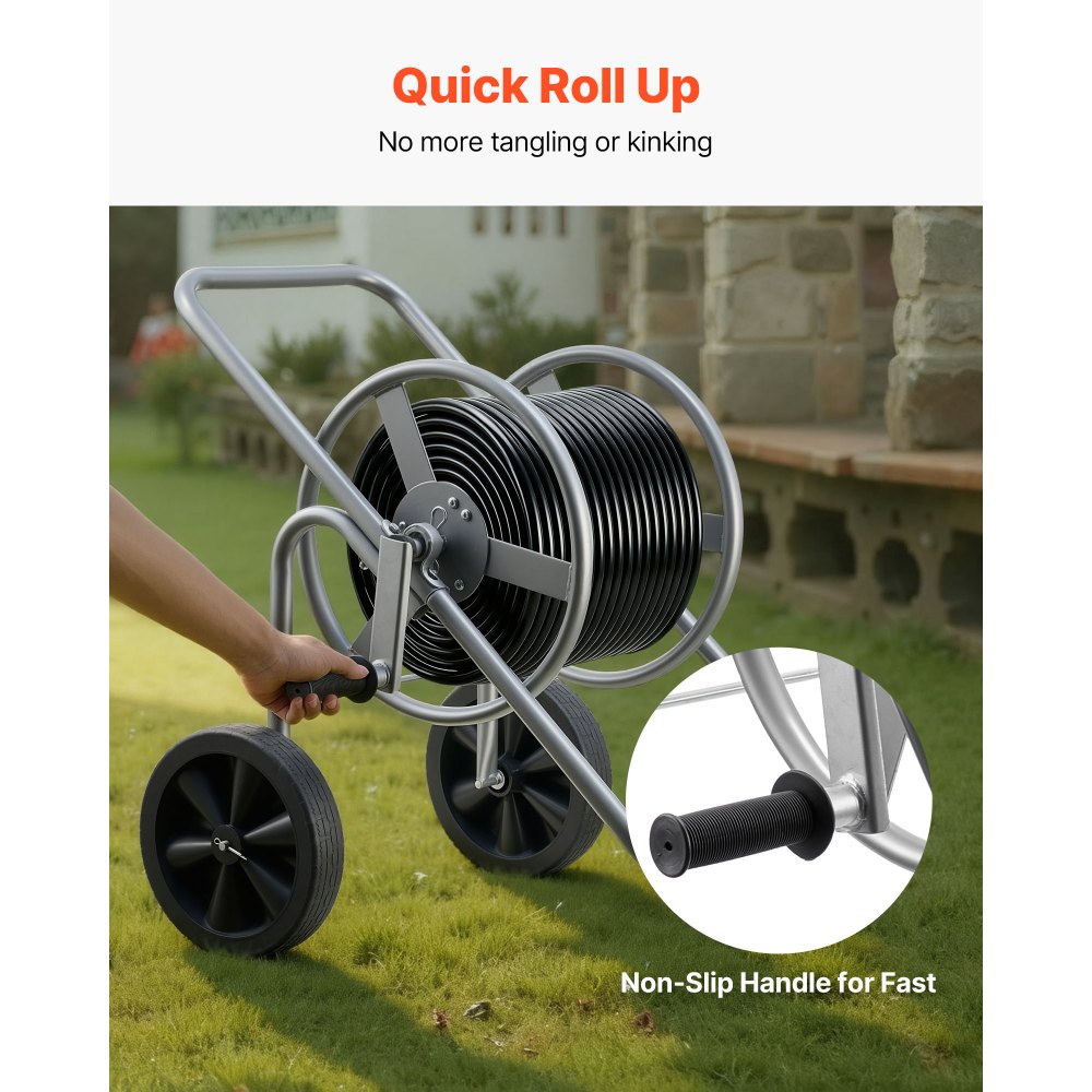 VEVOR Carrello Avvolgitubo per Tubo d'Irrigazione Carrello Avvolgitubo Giardino per Tubo ad Alta Pressione Diametro Giradischi da 385 mm, per Irrigazione Pulizia, Giardinaggio, Agricola, Senza Tubo