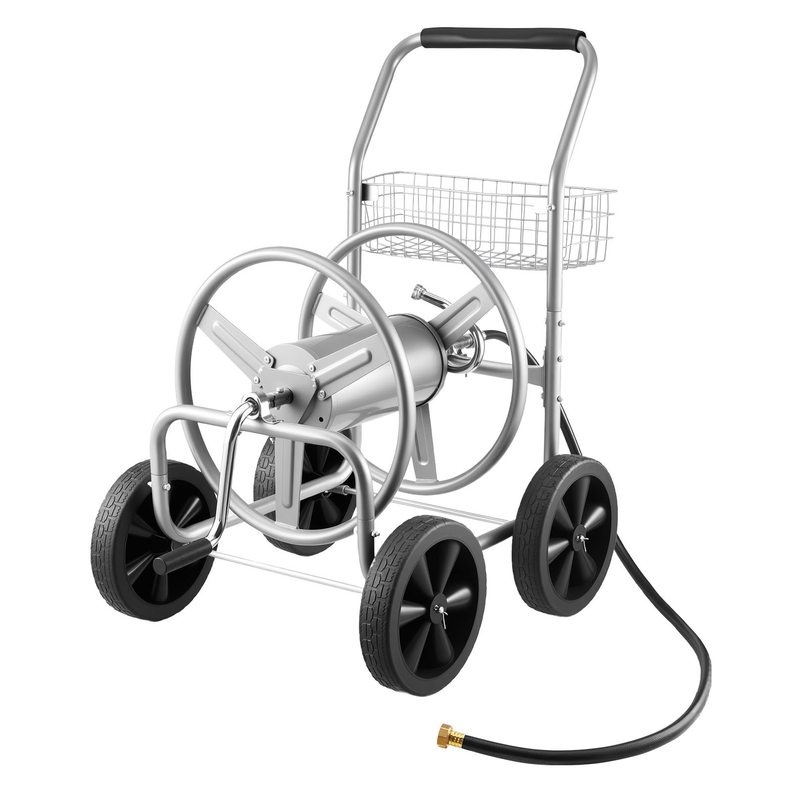 VEVOR Carrello avvolgitubo, può contenere fino a 91 m di tubo da 1,6 cm, Carrello per tubi dell'acqua da giardino Attrezzi mobili con 4 ruote, Piantagione esterno in acciaio verniciato a polvere