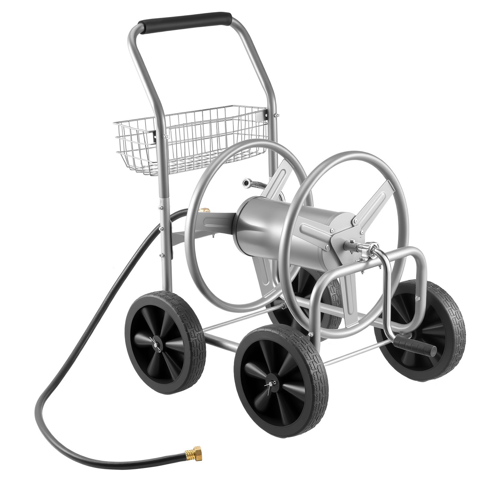 VEVOR Carrello avvolgitubo, può contenere fino a 91 m di tubo da 1,6 cm, Carrello per tubi dell'acqua da giardino Attrezzi mobili con 4 ruote, Piantagione esterno in acciaio verniciato a polvere