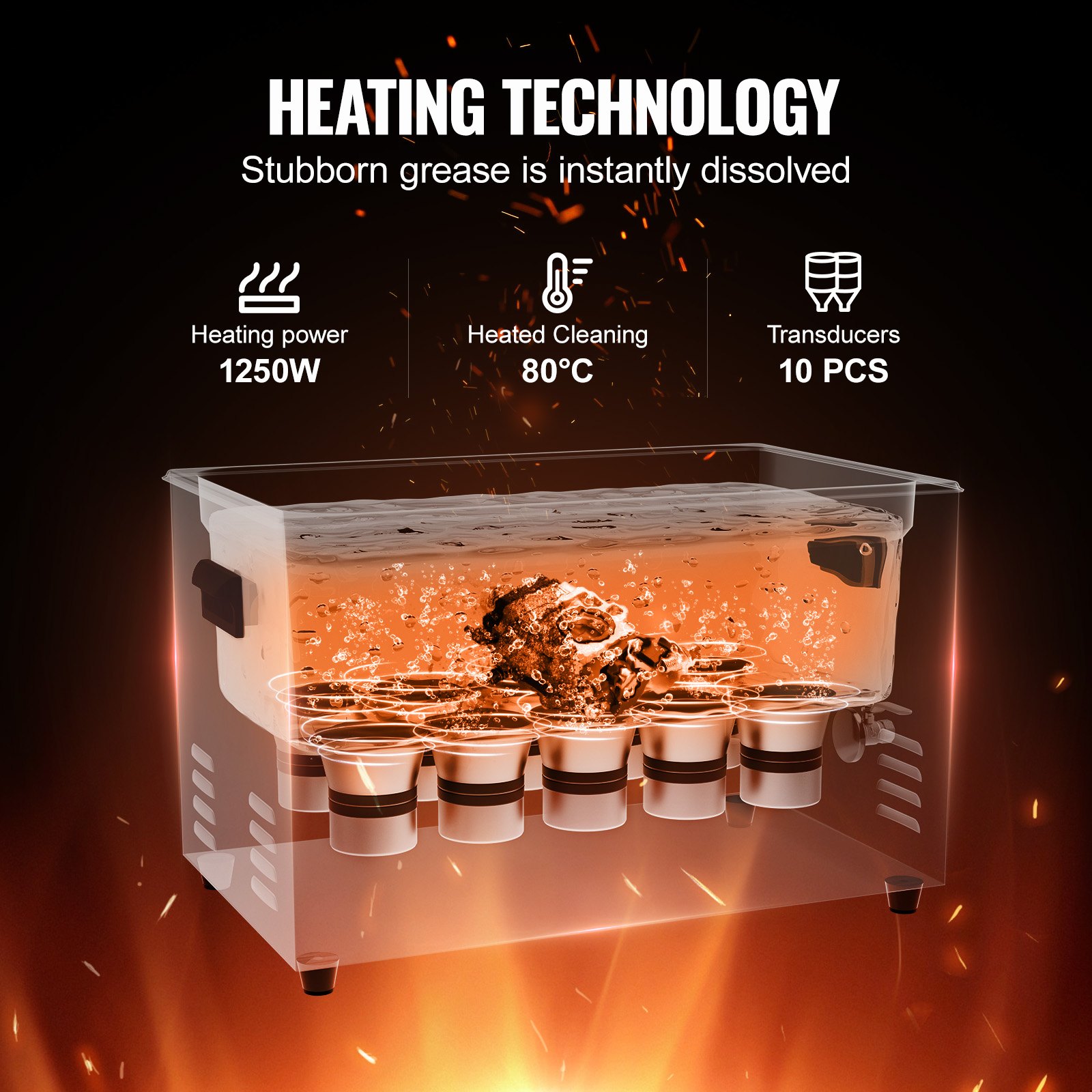 VEVOR Pulitore ad Ultrasuoni 30L, Macchina per Pulizia ad Ultrasuoni Digitale 600W con Degasaggio Modalità Delicata, Pulitore ad Ultrasuoni Industriale da 40kHz con Timer e Riscaldatore per Gioielli