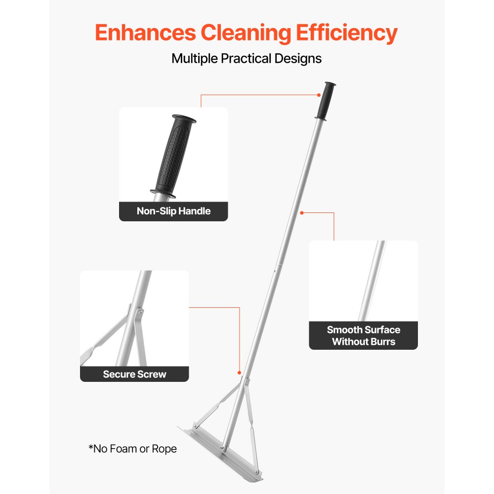 VEVOR Landscape Rake, 1510 mm Handle 508 mm Wide Head, Large Heavy Duty Aluminum Landscaping Level, Asphalt Rake Tool for Asphalt & Land Leveling, Concrete Paving, Sand Flattening, No Teeth