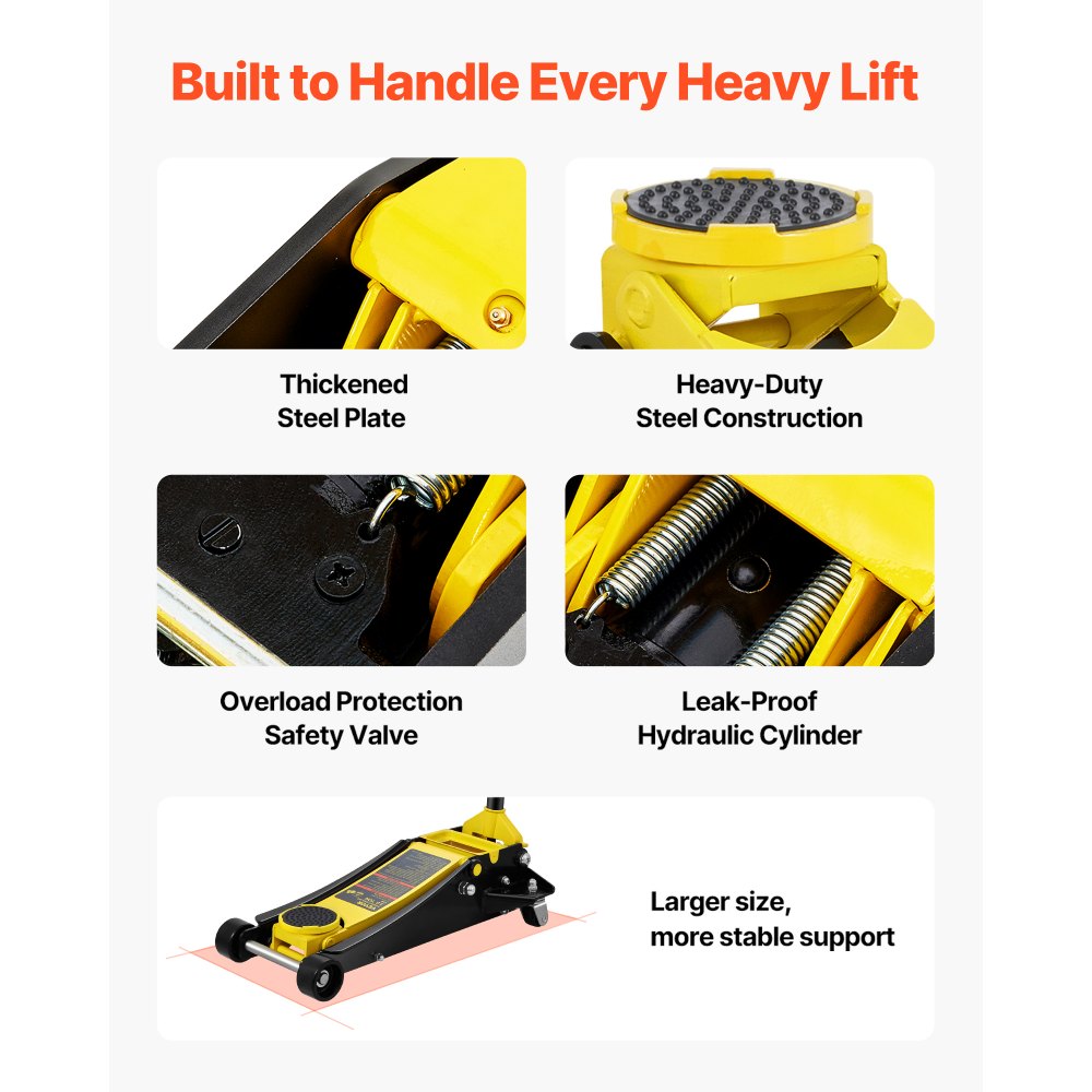 VEVOR 3-ton trolley jack, high-performance steel racing jack with double piston quick-lift pump, flat jack 95-495 mm car jack