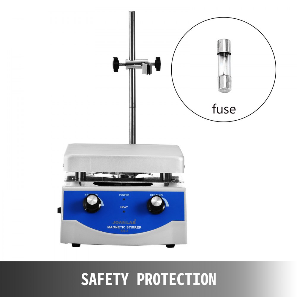 VEVOR SH-3 Agitatore Magnetico con Piastra Riscaldante, Potenza 500W Velocità 0-2000 giri/min Piastra di Agitazione Magnetica per I Moderni Campi Petroliferi, Chimici, Medici e Sanitari, Biochimica