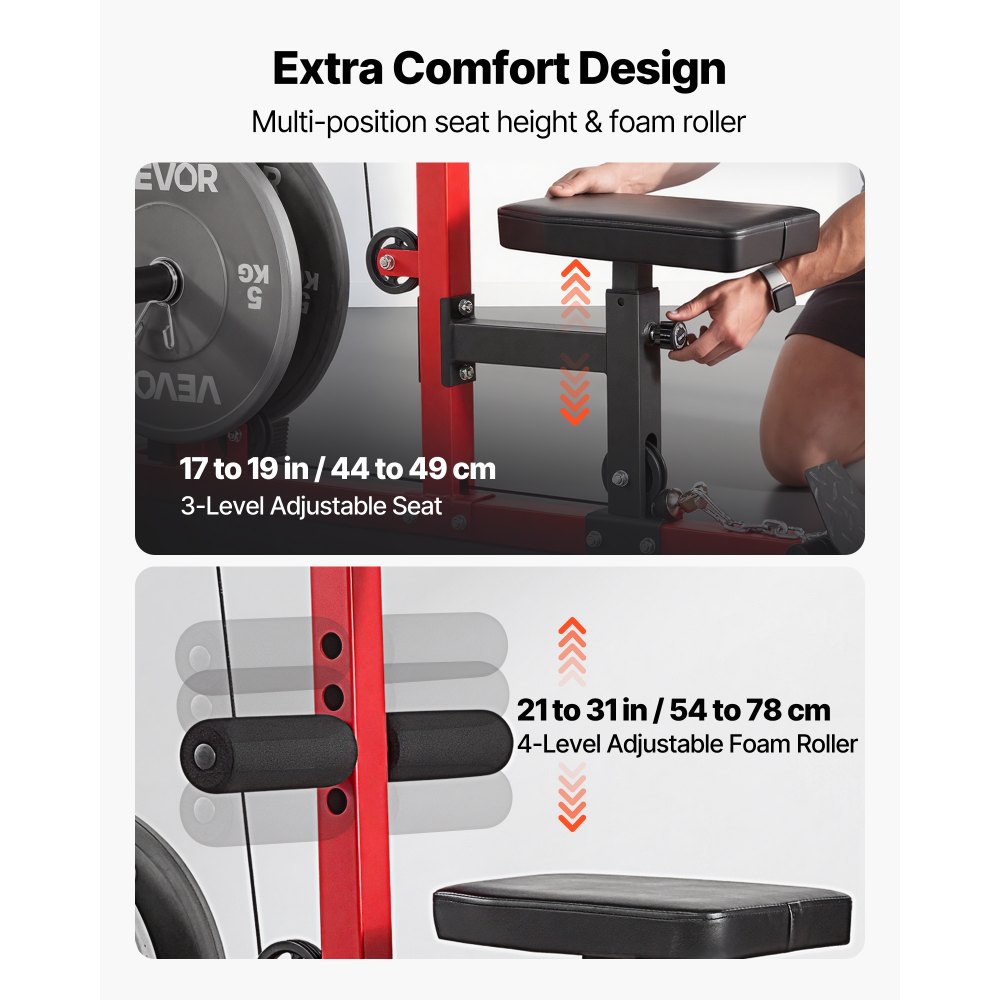 VEVOR Lat Machine Multifunzionale 3 in 1, Macchina a Cavi Professionale con Lat Pulldown e Crunch Addominali, Allenamento Schiena e Core a Casa e Palestra, Sedile e Rulli Regolabili, Carico Max 181 kg