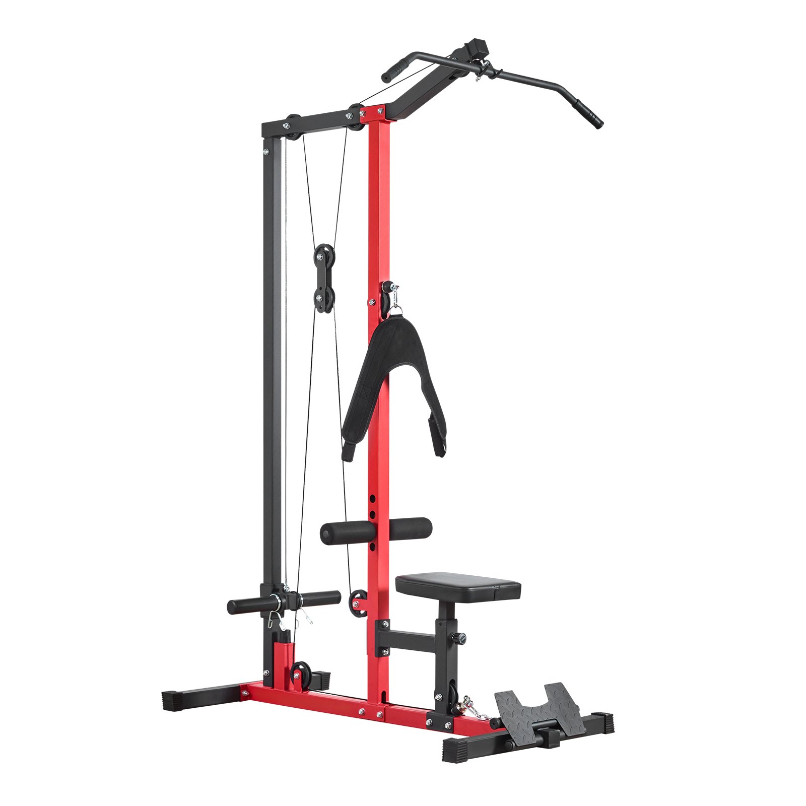 VEVOR Lat Machine Multifunzionale 3 in 1, Macchina a Cavi Professionale con Lat Pulldown e Crunch Addominali, Allenamento Schiena e Core a Casa e Palestra, Sedile e Rulli Regolabili, Carico Max 181 kg