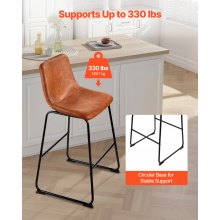 VEVOR Set di Sgabelli da Bar Altezza 945 mm, Sedie da Cucina in Similpelle con Schienale Struttura in Metallo, Capacità di Carico 149,7 kg, Sgabelli da Bar, Cucina, Sala da Pranzo, Marrone