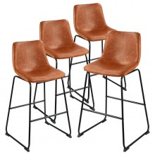 VEVOR Set di Sgabelli da Bar Altezza 945 mm, Sedie da Cucina in Similpelle con Schienale Struttura in Metallo, Capacità di Carico 149,7 kg, Sgabelli da Bar, Cucina, Sala da Pranzo, Marrone