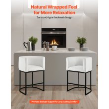 VEVOR Set di Sgabelli da Bar, Sgabelli da Bancone, Confezione da 3 Altezza 87 cm, Sedia da Cucina con Schienale Braccioli, Struttura in Metallo Poggiapiedi, Capacità di Carico 158,8 kg, Bianco