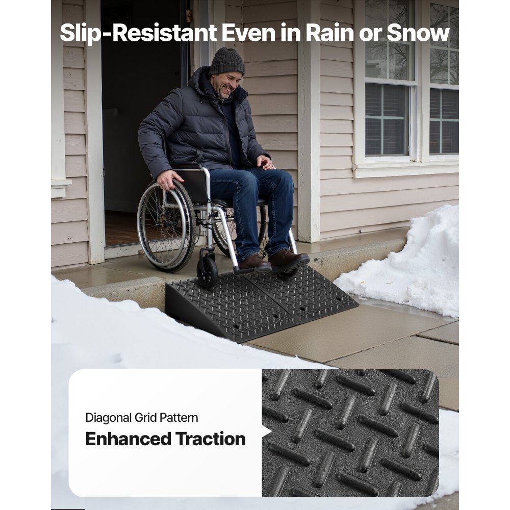 VEVOR Rampa per Marciapiede, Capacità di Carico di 3,175 T, Altezza di Salita di 17,8 cm, con Serbatoio di Drenaggio per Sedie a Rotelle, Passeggini, Motociclette, Automobili, Confezione da 2