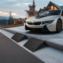 VEVOR Rampa per Marciapiede, Capacità di Carico di 3,175 T, Altezza di Salita di 17,8 cm, con Serbatoio di Drenaggio per Sedie a Rotelle, Passeggini, Motociclette, Automobili, Confezione da 2