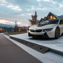 VEVOR Rampa in Gomma, Capacità di Carico di 15 T, Altezza di Salita di 50,8 mm, con Serbatoio di Drenaggio per Sedie a Rotelle, Passeggini, Motociclette, Automobili, Tosaerba, Confezione da 2