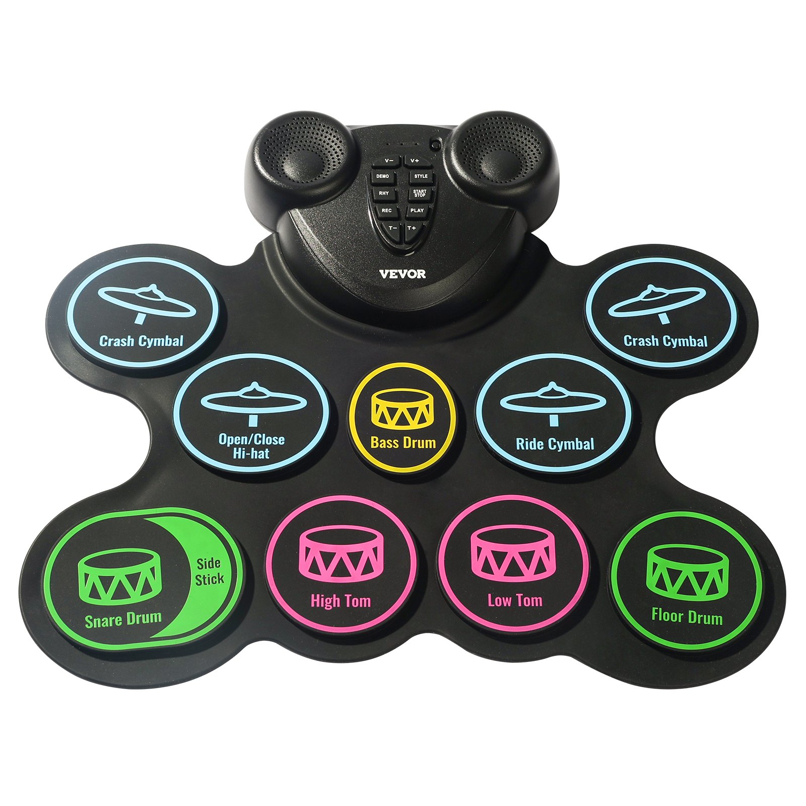 VEVOR Electronic Drum Set, 9 Pads, with Headphone Jack, Dual Pedals, Drumsticks, Integrated Dual Speakers, MIDI, Portable Instrument Toy for Children Ages 3 and Up