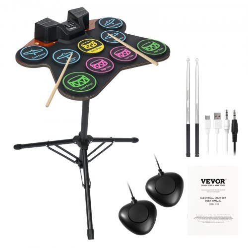 VEVOR Batteria Elettronica A 7 Pad Per Bambini – Set Arrotolabile Con Altoparlante, Jack Cuffie, Pedali, MIDI, Registrazione, Portatile