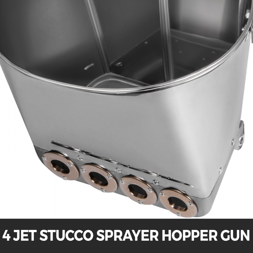 VEVOR Spruzzatore per malta cementizia a 4 getti, Spruzzatore per Intonaco e Stucco in Acciaio Inossidabile, Pistola a Spruzzo per Stucco Impugnature Squisite, Pistola a Spruzzo per Soffitto