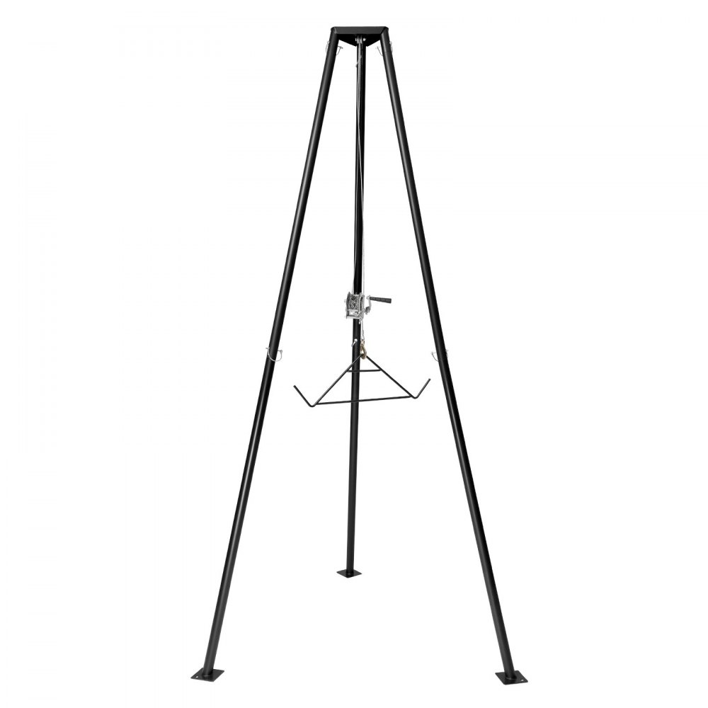 VEVOR Tripod Deer Hoist, 500 lbs Load Capacity, Hunting Game Hoist Winch Lift with Gambrel & Manual Winch, Hunting Game Skinning and Cleaning Accessory for Cleaning, Skinning, and Moving, Black