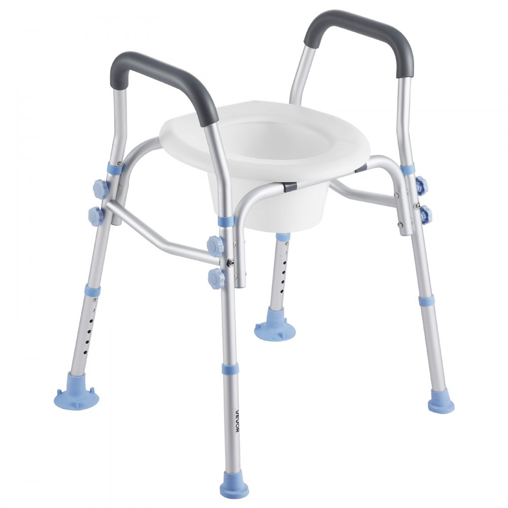 VEVOR Sedile WC Rialzato da Bagno con Braccioli e Capacità di Carico di 136 kg e 4 Gambe, Sedile WC Rialzato Universale Regolabile in Altezza con Paraspruzzi per Anziani, Donne Incinte