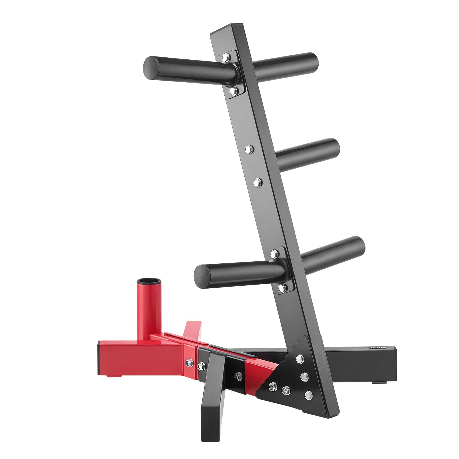 VEVOR Supporto per Dischi Pesi 50,8 mm Albero per Dischi Pesi con Telaio a L, Albero per Dischi Standard, Carico di 227 kg Supporto per Pesi, Supporto per Bilanciere per Palestra Domestica, Nero Rosso