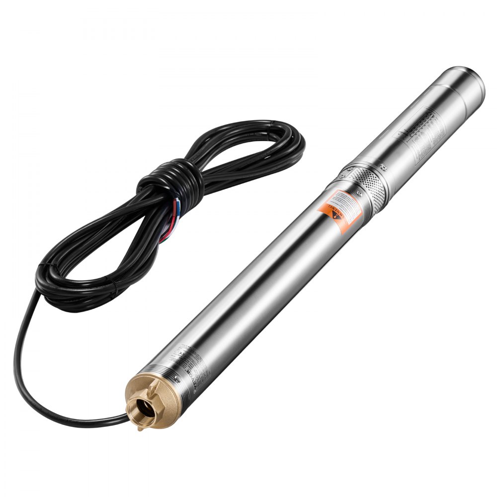 VEVOR Pompa Sommergibile per Pozzi Profondi IP68, Potenza in Uscita 550 W, 230 V, Portata 65 L/min, Prevalenza 64 m, con Cavo da 20 m, Pompa per Acqua in Acciaio Inox per Irrigazione Industriale