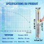 VEVOR Pompa d'Acqua Sommergibile 550W Flusso 35L/min per Piscina Giardino Orto in Acciaio Inox, Pompa Sommersa per Pozzi Profondi 230V Prevalenza Max. 108m, Pompa Sommergibile