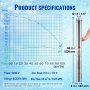 VEVOR Pompa Sommergibile per Pozzi Profondi, IP68 2200W 230 V 50Hz, Massima Portata 9,8 m³/h Prevalenza 144m, Cavo Elettrico 9,1m, Acciaio Inox Pompa per Irrigazione Industriale Uso Domestico