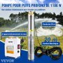 VEVOR Pompa d'Acqua Sommergibile 1100W Flusso 190L/min per Piscina Giardino Orto in Acciaio Inox, Pompa Sommersa per Pozzi Profondi 230V Prevalenza Max. 57m, Pompa Pozzo con Scatola Controllo Esterna