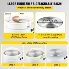VEVOR tornio per ceramica Kit 16 Pz Macchina per Argilla Ceramica 14 Pollici Potenza 450W GCJX-008 Macchina per Ruote da Ceramica Pedale Bianca