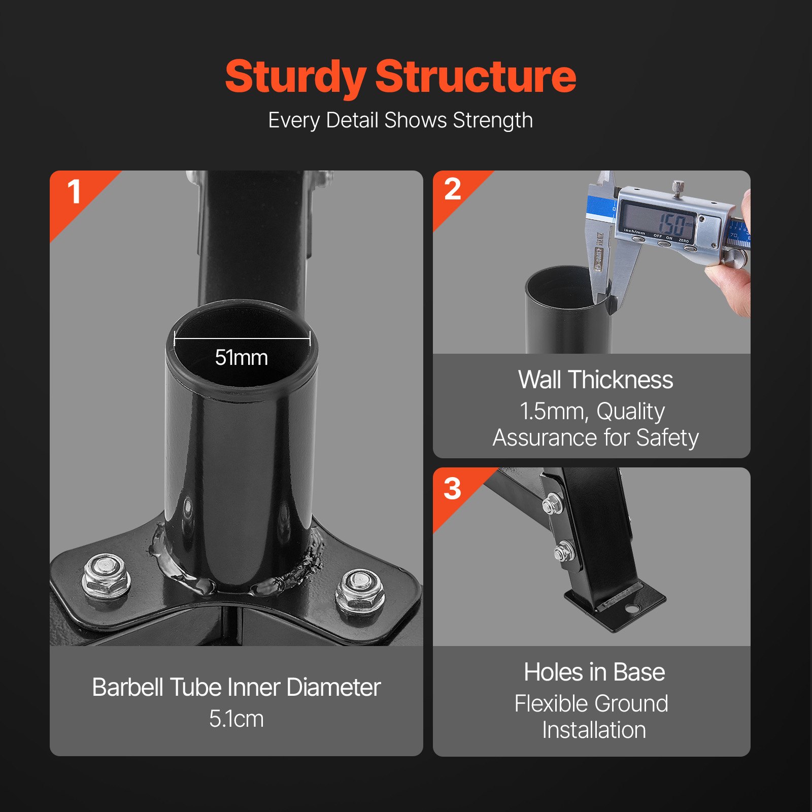 VEVOR Supporto per Dischi Pesi, Nero, Albero per Dischi Pesi per Dischi Pesi da 50,8 mm Albero per Dischi Standard, Capacità di Carico 136 kg Porta Pesi, Supporto per Bilanciere per Palestra Domestica