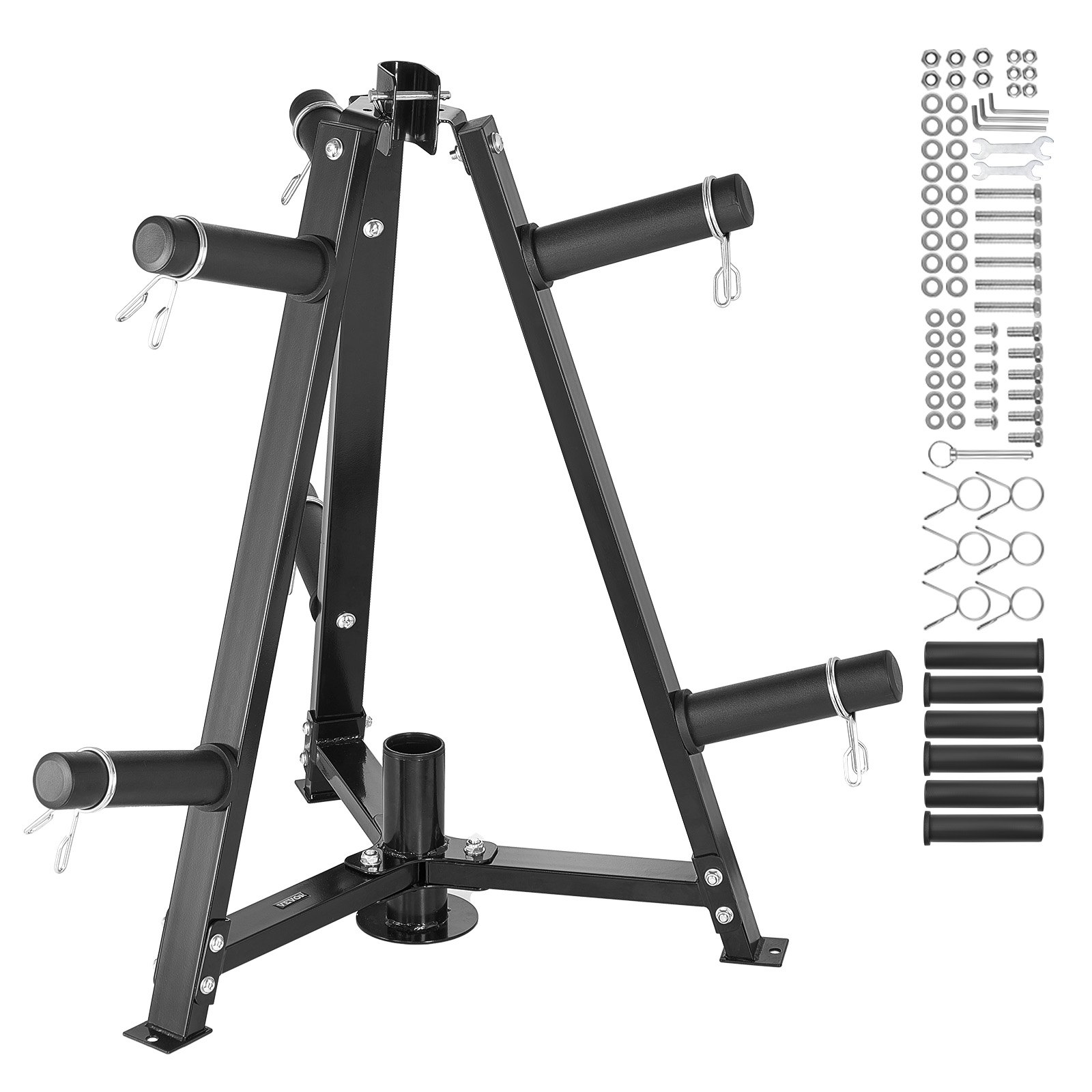 VEVOR Supporto per Dischi Pesi, Nero, Albero per Dischi Pesi per Dischi Pesi da 50,8 mm Albero per Dischi Standard, Capacità di Carico 136 kg Porta Pesi, Supporto per Bilanciere per Palestra Domestica