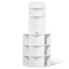 VEVOR Mobiletto Angolare Portaoggetti Altezza 162,6cm, Mobiletto in Legno Indipendente Angolo Triangolare 6 Ripiani con Prese USB Ripiani Regolabili, Mobiletto Angolare da Soggiorno Camera da Letto