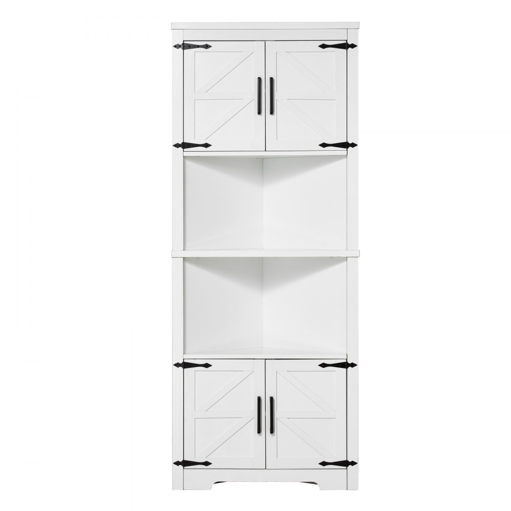 VEVOR Mobiletto Angolare Portaoggetti da Casa Altezza 171cm, Mobiletto Angolare in Legno Ripiani Regolabili con 4 Porte, Mobiletto Angolare Indipendente Salvaspazio da Cucina, Soggiorno Bianco