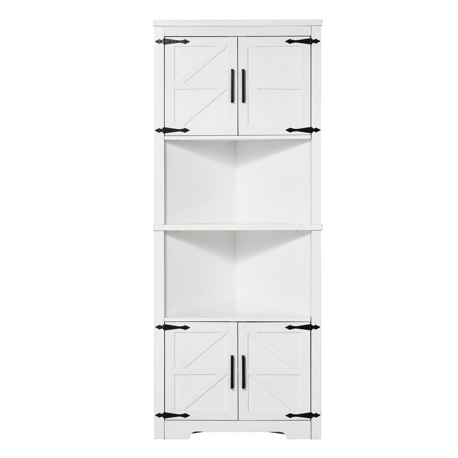 VEVOR Mobiletto Angolare Portaoggetti da Casa Altezza 171cm, Mobiletto Angolare in Legno Ripiani Regolabili con 4 Porte, Mobiletto Angolare Indipendente Salvaspazio da Cucina, Soggiorno Bianco
