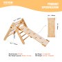 VEVOR Pikler Triangle Set, 4-in-1 Climbing Toy for Toddlers, Indoor Playground, Montessori Climbing Set with Triangle and Ramp, Large Wooden Climbing Frame for Toddlers 1-3 Years Old, Wood Color