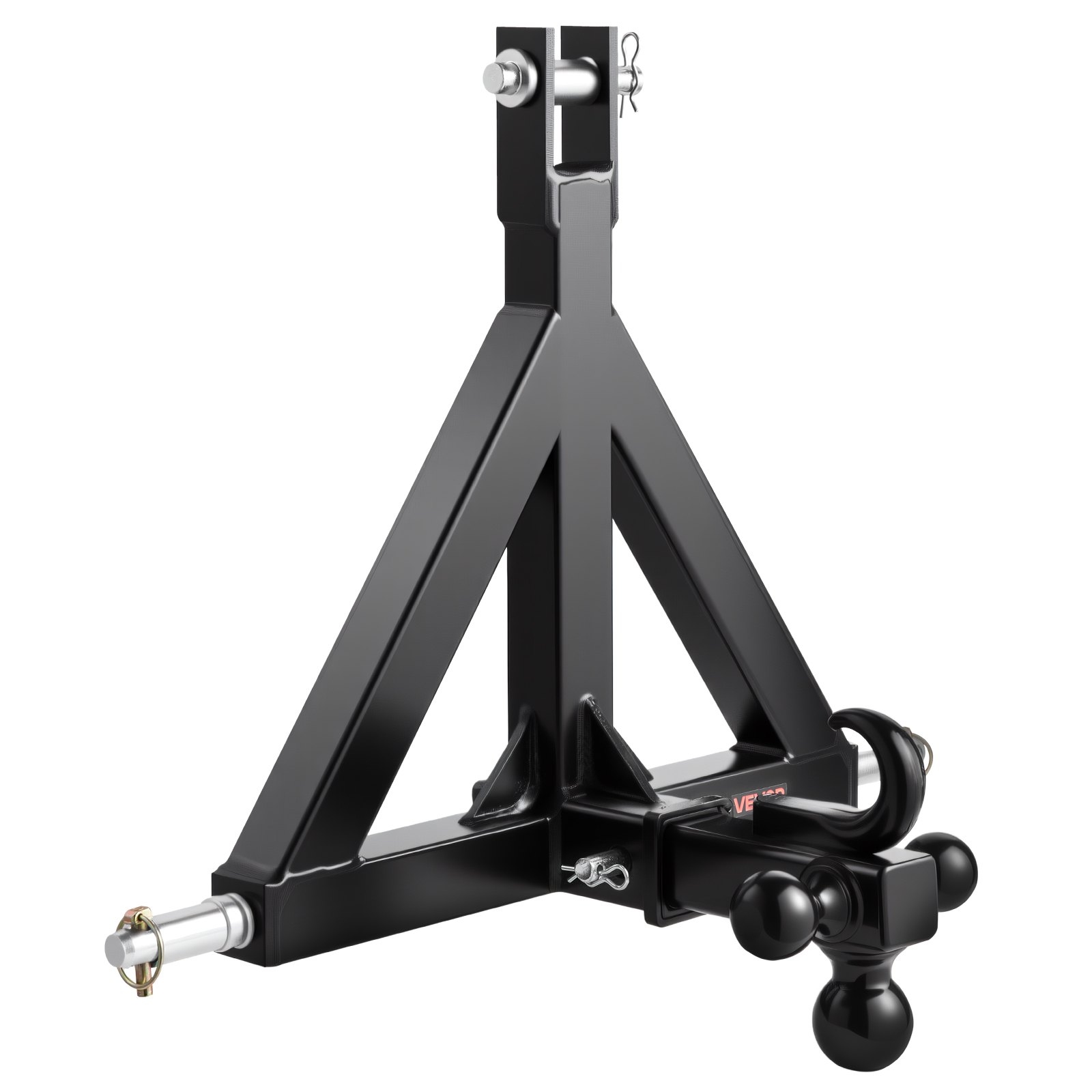 VEVOR Attacco per Rimorchio a 3 Punti con Ricevitore da 50,8 mm, Attacco a 3 Punti con 3 Sfere per Rimorchio, Adattatore per Barra di Traino per Trattore, Compatibile con Kubota, Mahindra, Ford