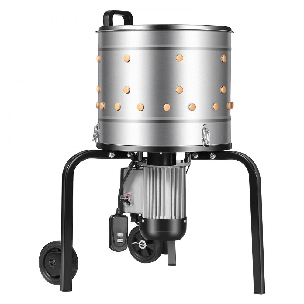 VEVOR Macchina Spiumatrice Spennatrice per Polli Galline Anatre Tamburo da 400 mm 500 W 230 giri/min, Spiumatrice con 114 Dita Morbide Ruote di Trasporto, Spennatrice per 1-2 Pulcini