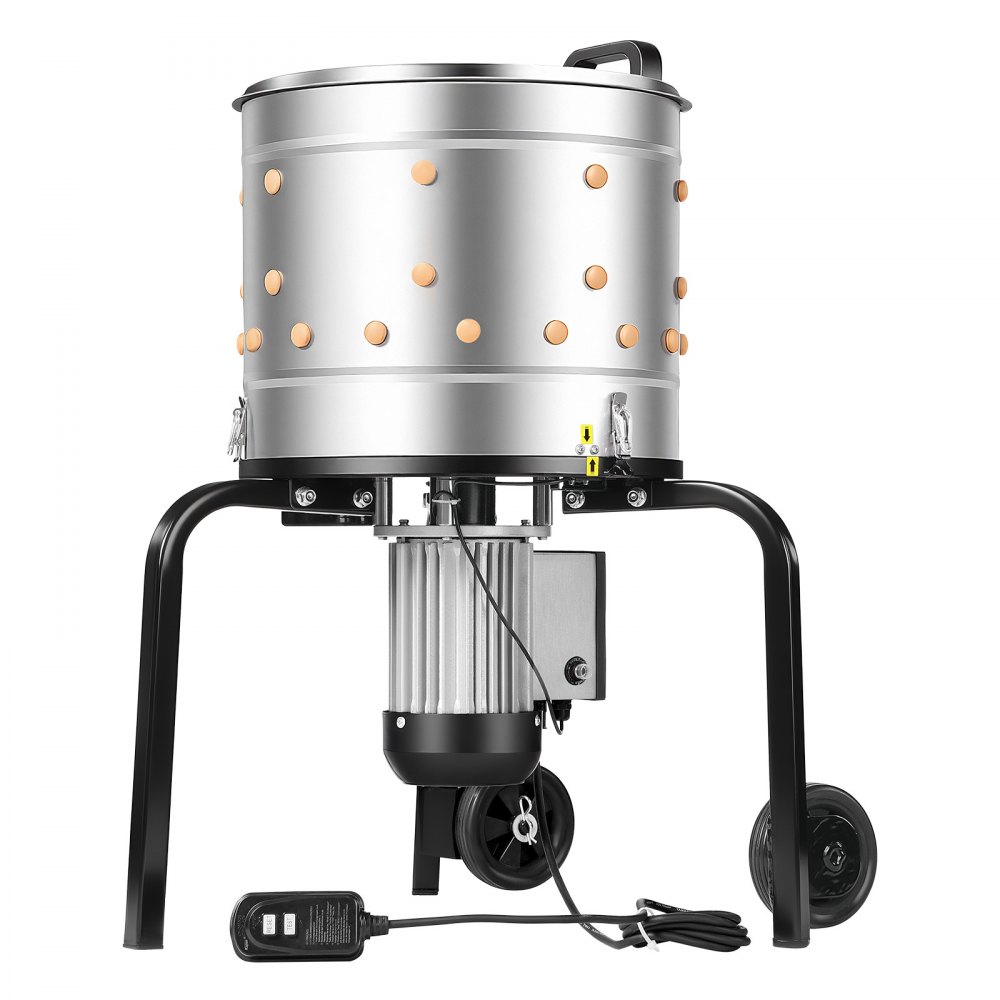 VEVOR Macchina Spiumatrice Spennatrice per Polli Galline Anatre Tamburo da 400 mm 500 W 230 giri/min, Spiumatrice con 114 Dita Morbide Ruote di Trasporto, Spennatrice per 1-2 Pulcini
