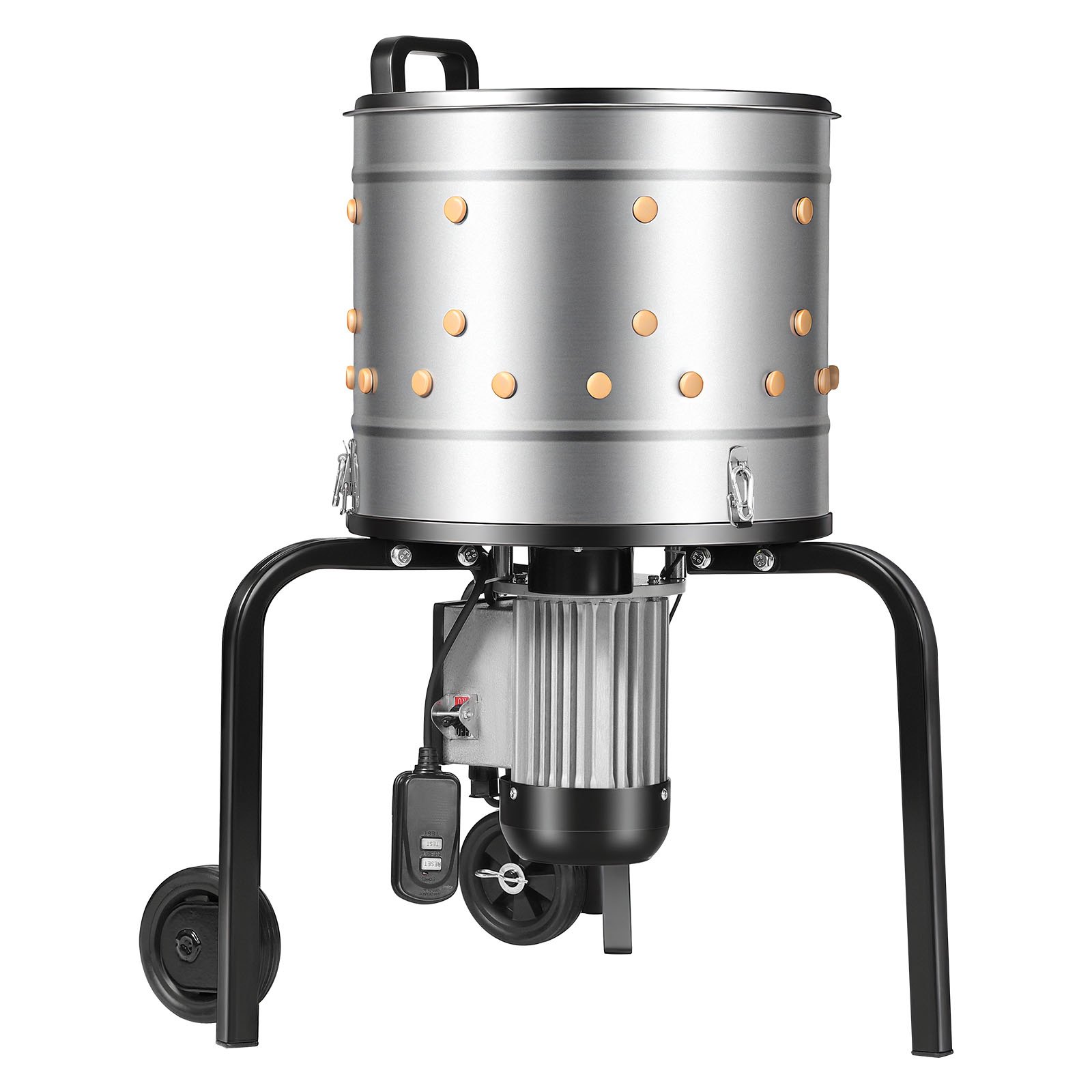 VEVOR Macchina Spiumatrice Spennatrice per Polli Galline Anatre Tamburo da 400 mm 500 W 230 giri/min, Spiumatrice con 114 Dita Morbide Ruote di Trasporto, Spennatrice per 1-2 Pulcini