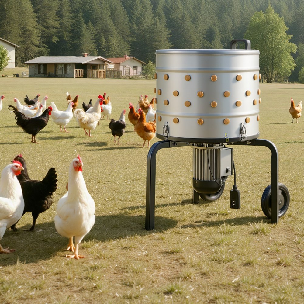 VEVOR Chicken Plucker Machine, 500mm Drum, 900W & 230RPM Electric Chicken Plucking Machine with 98 Soft Fingers & Transport Wheels, Stainless Steel Feather Remover for Processing 2 Chicks Once