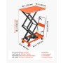 VEVOR Carrello Elevatore Idraulico a Pantografo, Portata Massima 150 kg, Altezza di Sollevamento 1260 mm, Doppia Forbice Manuale, 4 Ruote e Manico, in Acciaio Robusto, per Movimentazione Materiali