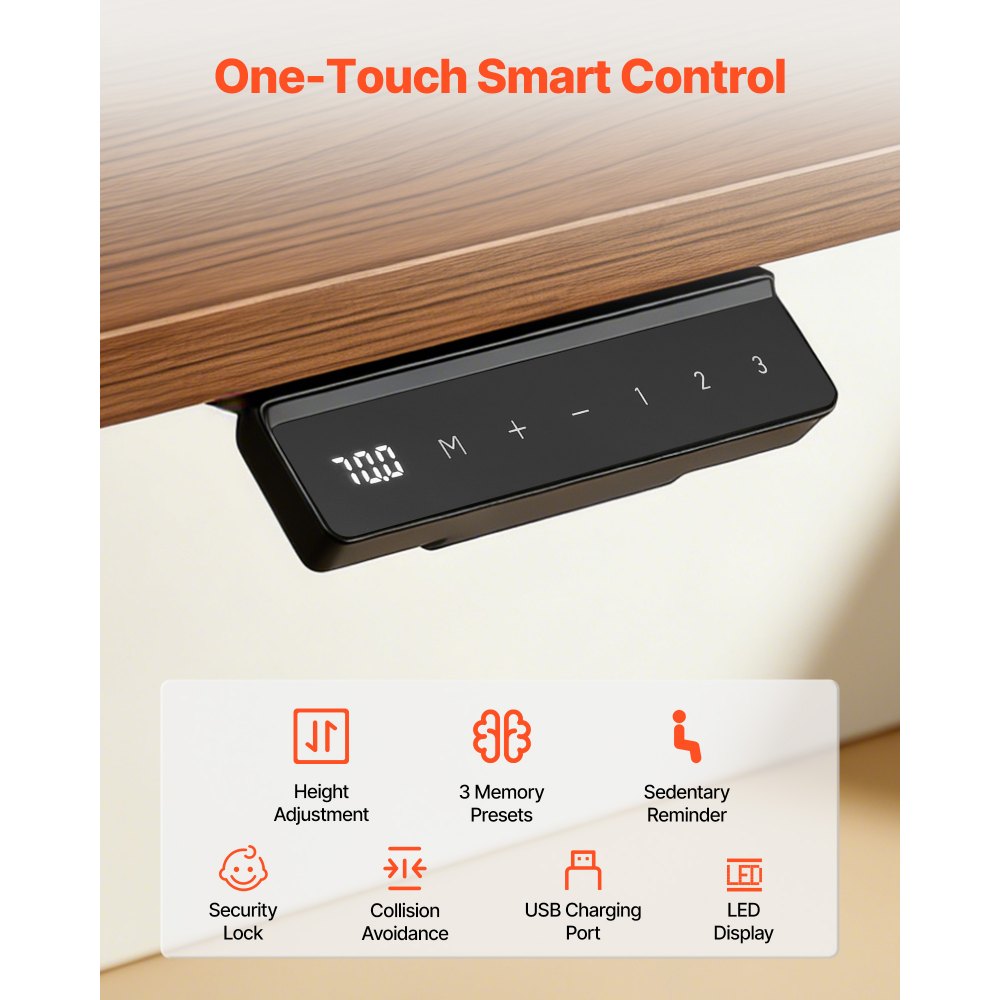 VEVOR Struttura Scrivania Regolabile in Altezza Elettrica con Doppio Motore, Telaio da Tavolo Estensibile da 100 a 180 cm, Memoria a 3 Livelli di Altezza, da Seduto a in Piedi, per Ufficio e Casa