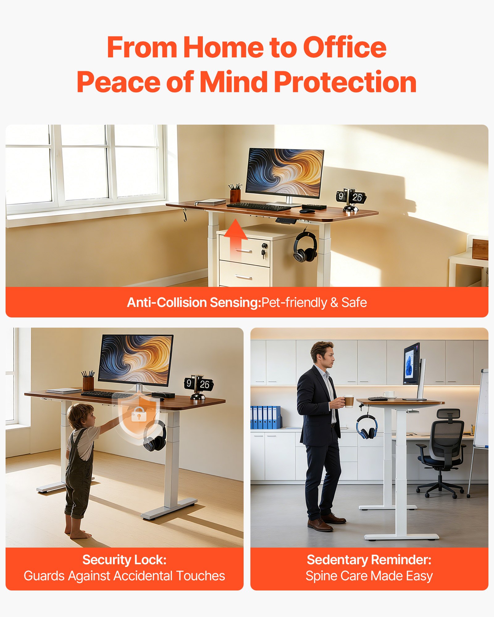 VEVOR Struttura Scrivania Regolabile in Altezza Elettrica con Doppio Motore, Telaio da Tavolo Estensibile da 100 a 180 cm, Memoria a 3 Livelli di Altezza, da Seduto a in Piedi, per Ufficio e Casa