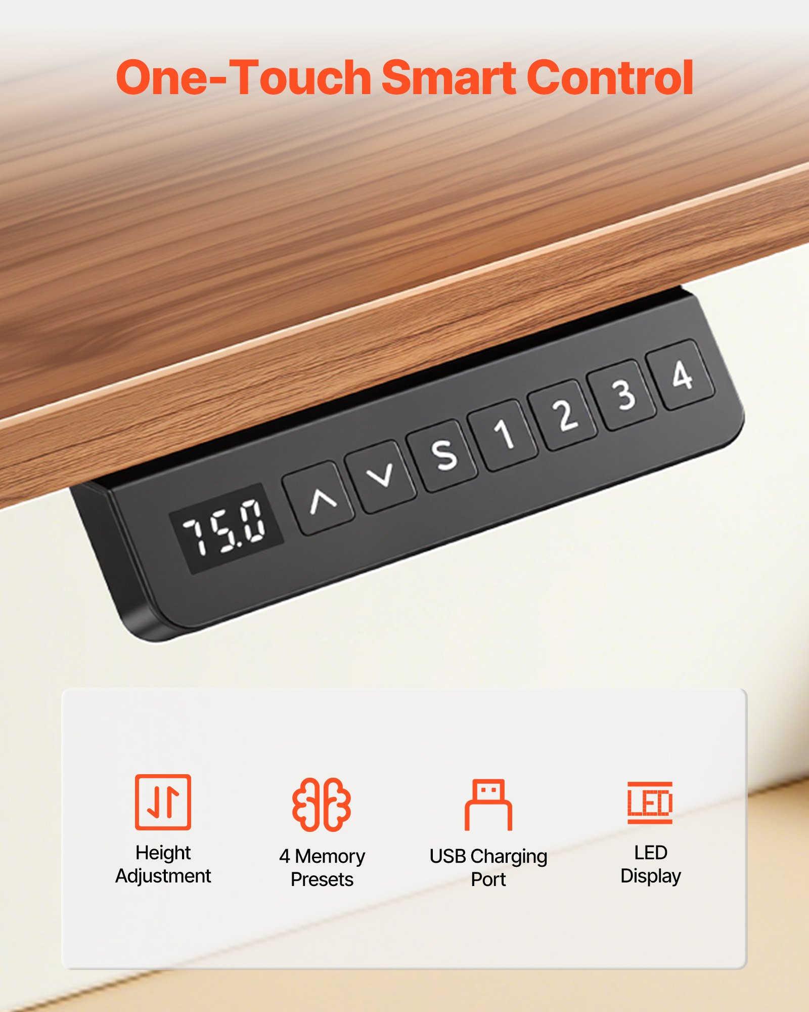 VEVOR Struttura Scrivania Regolabile in Altezza Elettrica con Doppio Motore, Telaio da Tavolo Estensibile da 104 a 160 cm, Altezza Regolabile in 4 Livelli di Memoria, da Seduto a in Piedi per Ufficio