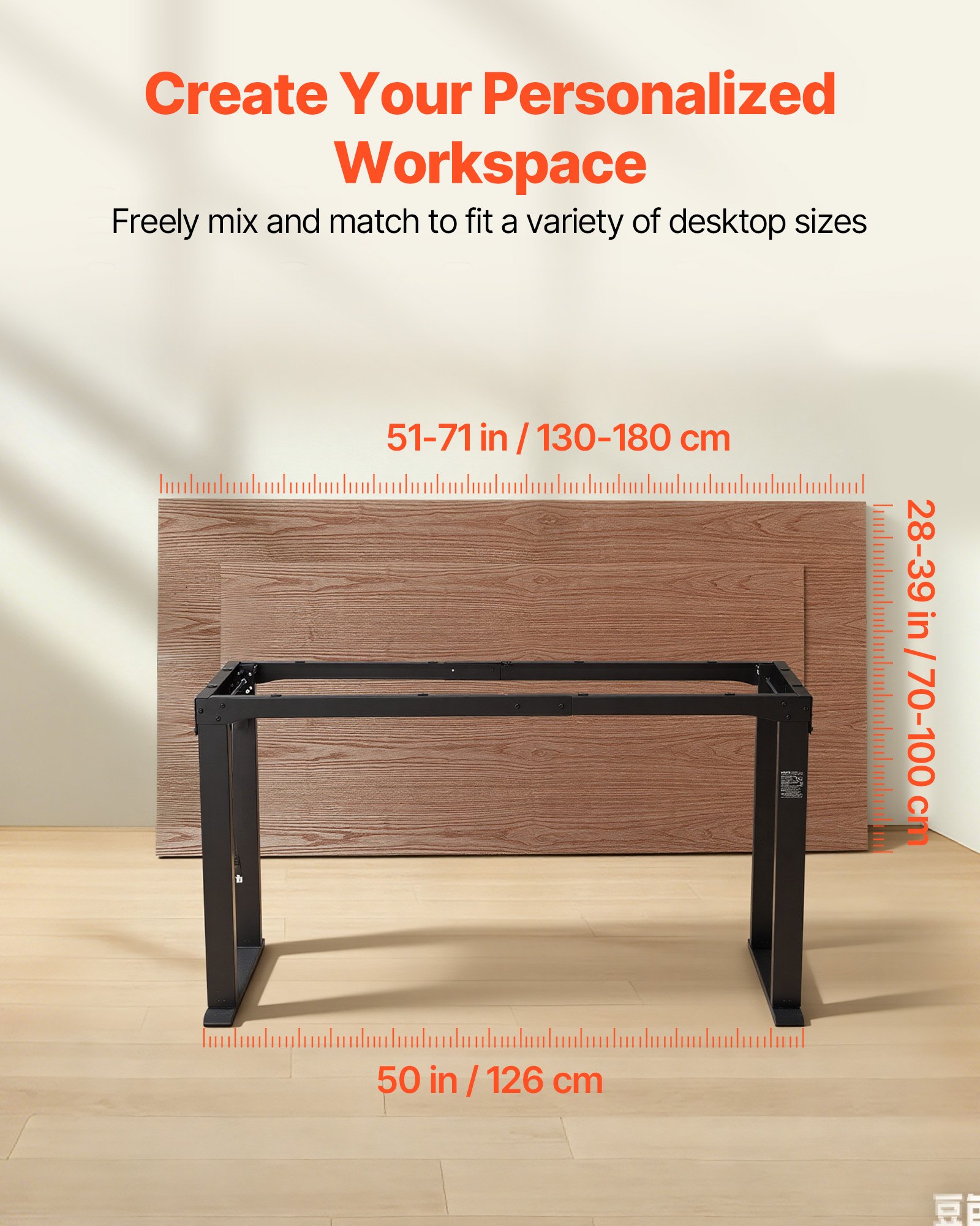 VEVOR Struttura Scrivania Regolabile in Altezza Elettrica con 4 Gambe, Telaio da Tavolo con Doppio Motore, Altezza 70-117 cm con Memoria a 4 Livelli, Lunghezza Fissa, da Seduto a in Piedi, per Ufficio