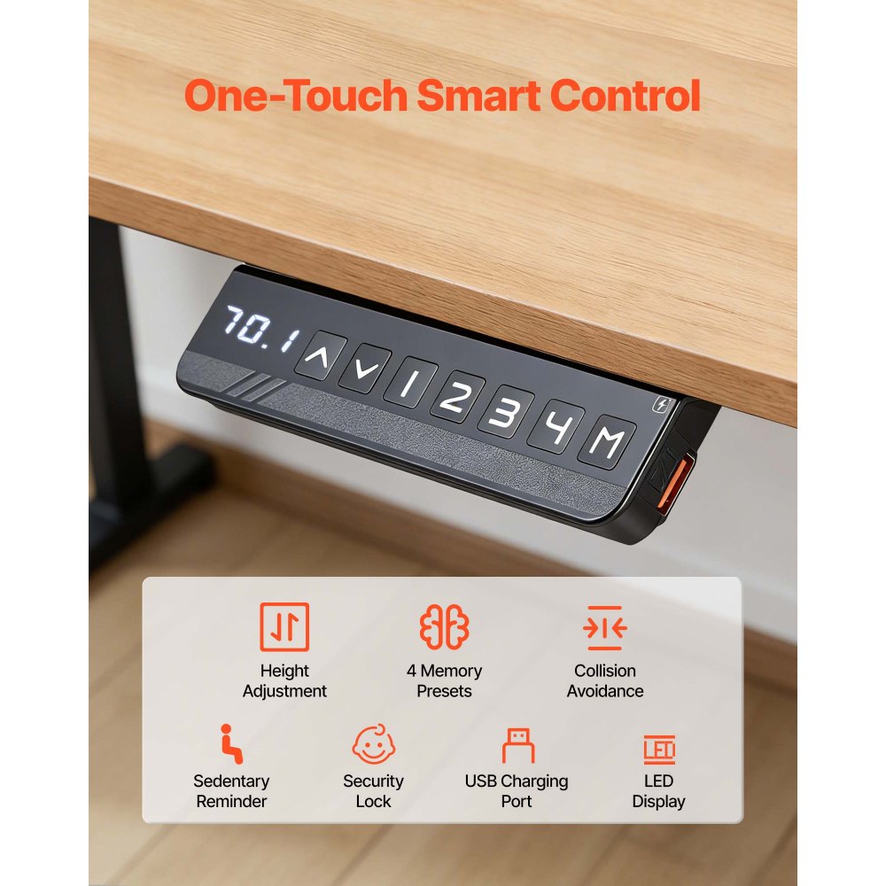 VEVOR Struttura Scrivania Angolare Regolabile in Altezza Elettrica con Triplo Motore, Telaio da Tavolo a 3 Gambe, Altezza 60-125 cm con Memoria a 4 Livelli, da Seduto a in Piedi, per Ufficio e Casa