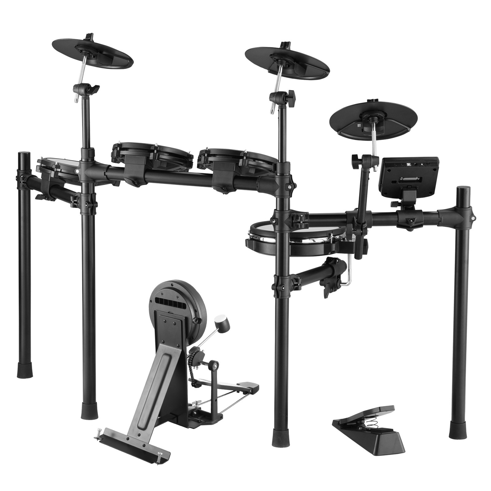 VEVOR E-Drum Set, 32 Drum Kits & 480 Sounds Electronic Drum Kit, USB MIDI-supported 10-inch Silent Mesh Snare E-Drum Set with 10-inch Cymbals, Drumsticks and Pedals, for Beginners & Adults