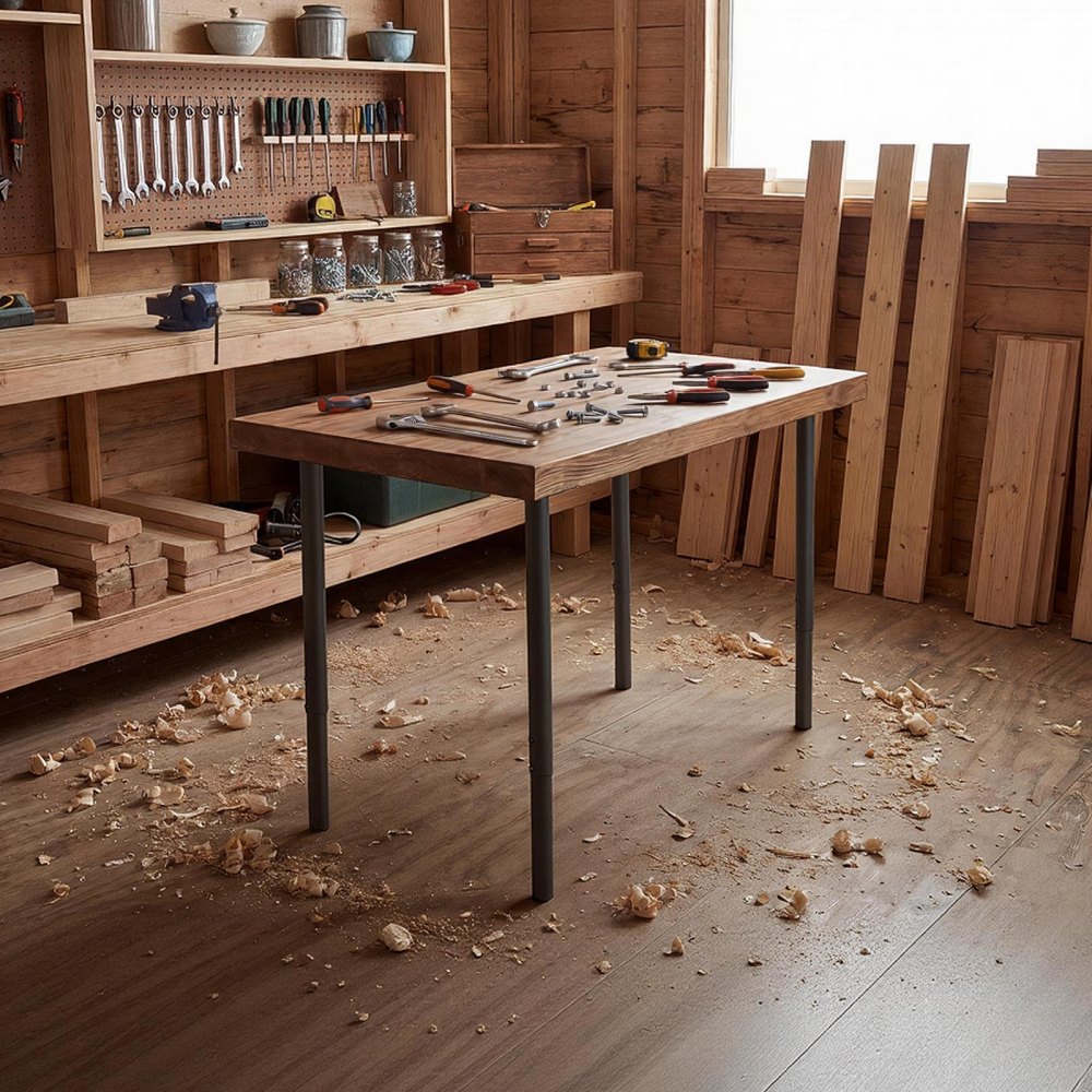 VEVOR Ganmbe per Tavolo Regolabili in Altezza 61-101,6 cm, Gambe per Scrivania Smontabili in Acciaio, Carico Max. 544 kg, Facile da Montare, per Scrivania da Ufficio e Tavolo da Bar, Set da 4, Nero