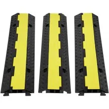 VEVOR Canalina Passacavi Elettriche Pedane Passacavo in Gomma per Protezione dei Cavi Tubi a Pavimento 3 Pezzi 2 Canali 3 x 3 cm Rampa Passacavo 98x24x4,5 cm