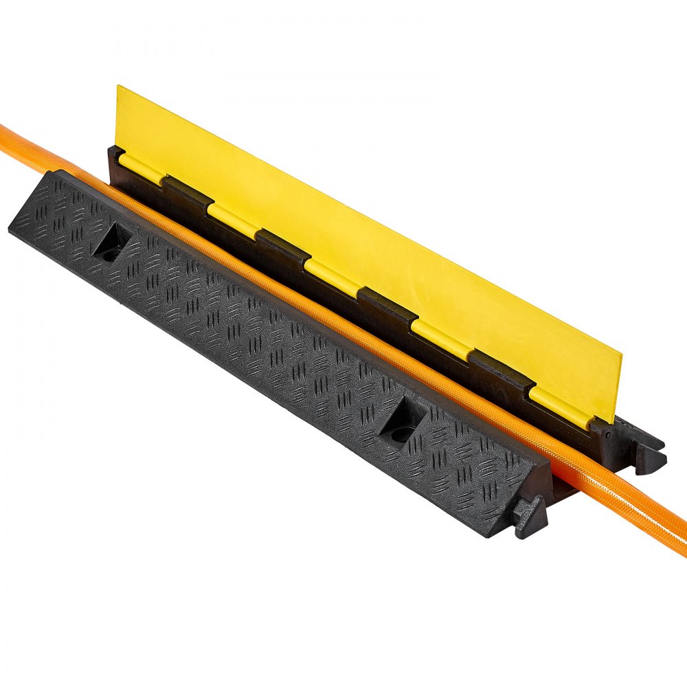 VEVOR Rampa di Protezione per Cavi, Capacità di 9979 kg / Asse, 1 Canale di Copertura per Tubo Flessibile in Gomma 70 x 50 mm, Dosso Rallentatore con Coperchio Superiore Apribile, 1 Confezione