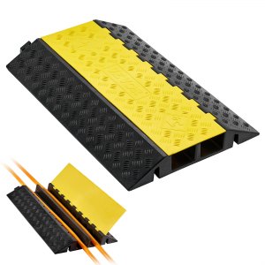 VEVOR Rampa Di Protezione Cavi In Gomma A 2 Canali – Capacità 9979 Kg/asse, Canale 32x31 Mm, Coperchio Apribile, Ideale Per Cantieri E Fiere, 1 Confezione