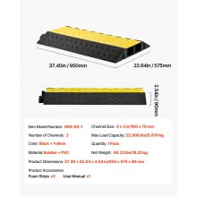 VEVOR Rampa di Protezione per Cavi, Capacità di 9979 kg /Asse, Tubo Flessibile in Gomma a 2 Canali, Canale da 100 x 75 mm, Dosso Rallentatore con Coperchio Superiore Apribile, 1 Confezione