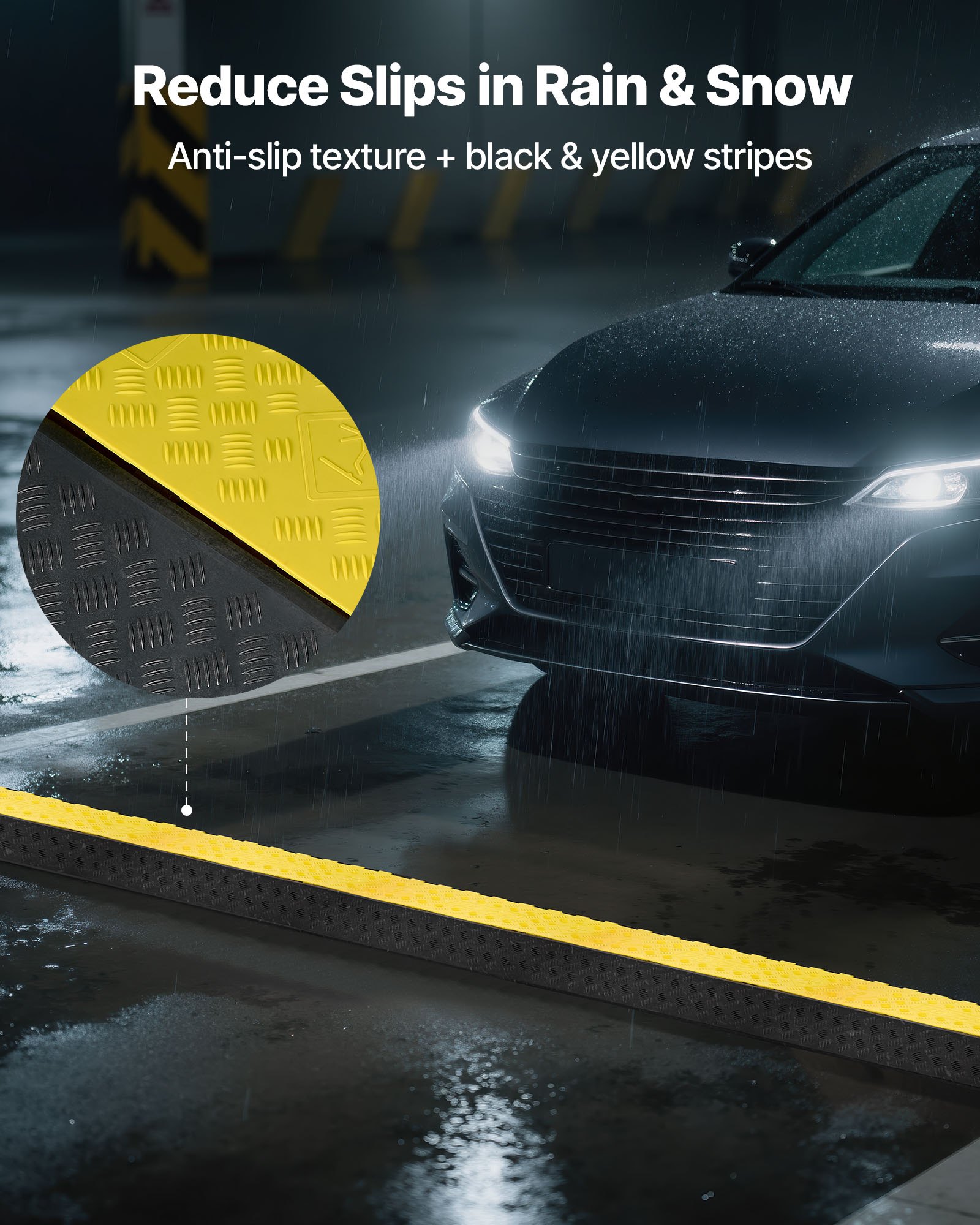 VEVOR Rampa di Protezione per Cavi, Capacità di 9979 kg /Asse, Tubo Flessibile in Gomma a 2 Canali, Canale da 100 x 75 mm, Dosso Rallentatore con Coperchio Superiore Apribile, 1 Confezione